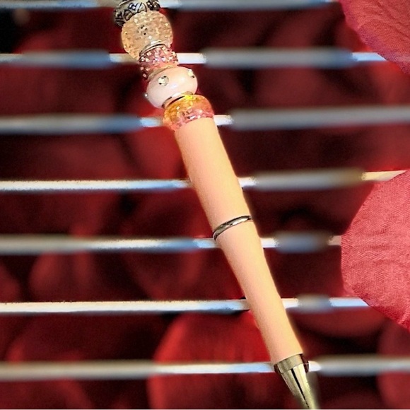 Handmade Pink & Silver Bling Beaded Pen | Rhinestone Charm Pen - Picture 12 of 14